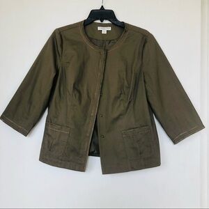 NWOT Coldwater Creek Classic Army Green Jacket- Size 6/8